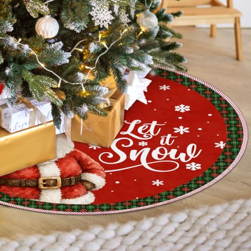 Red Santa Christmas Tree Skirt, Let It Snow Xmas Tree Skirt 518XW-TS - color: Santa-2