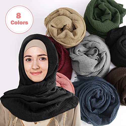 Zhanmai 8 Pcs Women Hijab Scarf Shawl Hijab Scarves - color: Bright Colors
