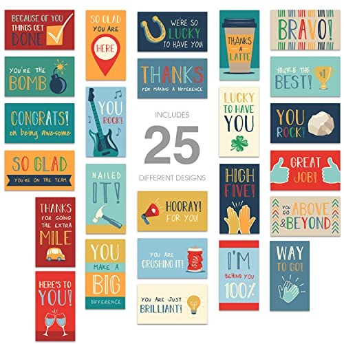Canopy Street Workplace Appreciation Encouragement Cards / 50 Motivational Kindness Cards / 25 Gratitude Quote Designs For Employees/Small 2" x 3.5" Business Card Size - color: Workplace Appreciation