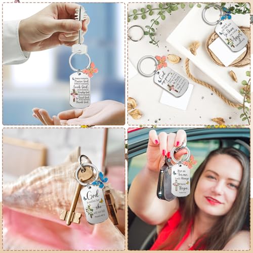 Misdary 12 Pcs Christian Bible Verse Keychain Bulk for Women - style: English