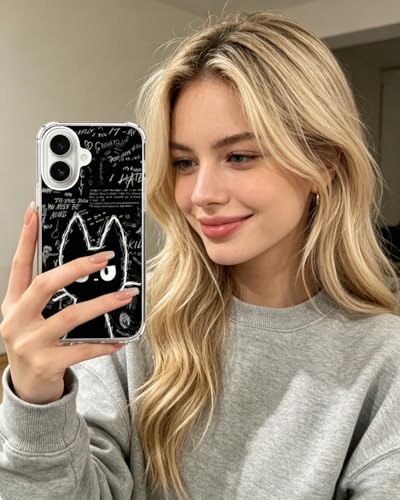 Gloomy Black Cat Graffiti Phone Case Compatible with iPhone 17 - color: Black Cat