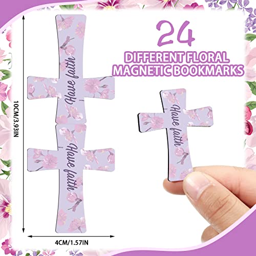48 Pcs Magnetic Cross Bookmarks Bulk, Floral Style - style: Floral Style