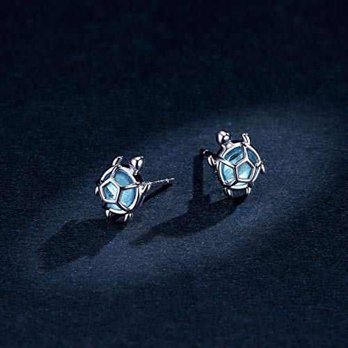 Cute Stud Earrings for Women Dachshund Koi Fish Sea Star Sea Turtle Sea Conch Earrings 14K Gold Plated Dainty Stud Earring funky Jewerly - color: Silver Turtle
