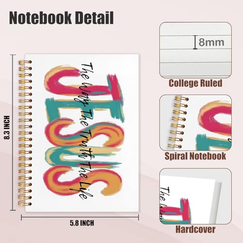 Jesus The Way The Truth The Life Christian Spiral Notebook Journal 5.5x8.3 Inch, Bible Journaling Supplies, Religious Cross Scripture Hardcover Journal Notebook for Study Work Office - color: The Way The Trnth The Life