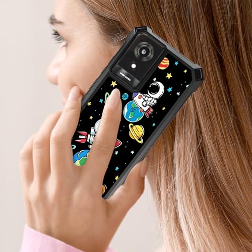 RYUITHDJP for TCL K24 T434D/TCL 50LE/TCL K23 Phone Case with Tempered Glass Screen Protector,Dual Layer Shockproof Corners Protection Case for TCL K24 T434D/TCL 50LE/TCL K23,Astronaut Planet Design - color: Astronaut Planet Design, size: TCL K24 T434D/TCL