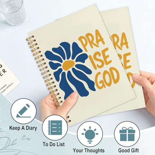 Boho Floral Christian Spiral Notebook 5.5x8.3 - color: White Boho Floral Christian