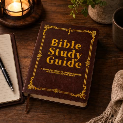 66-Page Bible Study Guide, 9.6 x 6.9 in Large Print Bible Study Guides 66 Pages for Women and Men, Beginner-Friendly Bible Study Journal with Prayer Prompts, Faux Leather Christian Gift