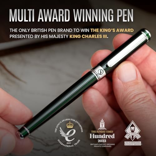 Scriveiner Personalized British Racing Green Rollerball Pen - Stunning Green Lacquer Luxury Pen with Chrome Finish, Schmidt Ink Refill, Engraved Roller Ball Gift Set for Men & Women, Custom Engraving - color: British Racing Green with Chrome (Personalized