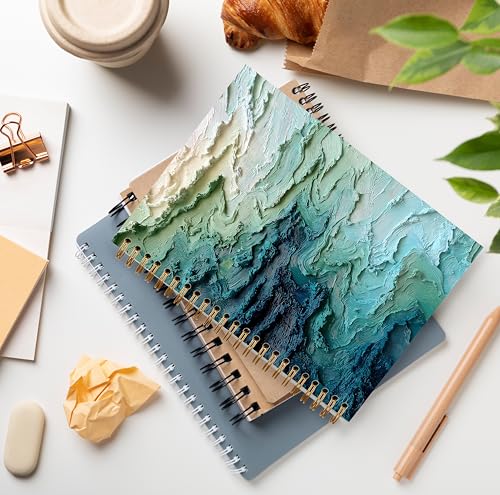 GDJIEGBC Teal Abstract Textured Ocean Wave Notebook 5.5x8.3in - color: Color E
