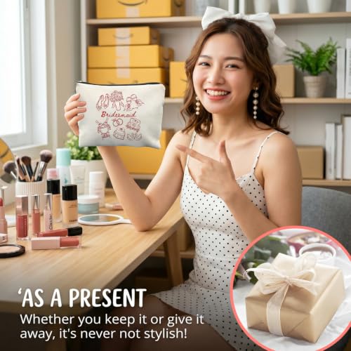 Bridesmaid Proposal Gifts Canvas Makeup Bag for Women Bestie - color: bridesmaid 2