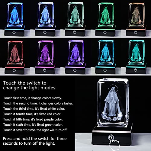 Movdyka 3D Crystal Virgin Mary Statue Religious Gifts for Women Catholic - color: Virgin Mary