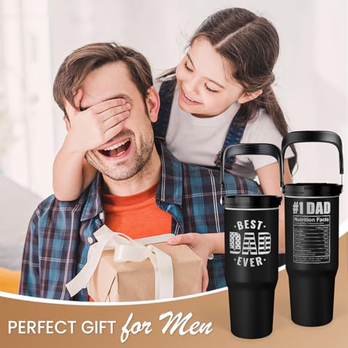 Best Dad Ever Tumbler 30oz with Carry Handle, Stainless Steel Insulated Tumblers Travel Cup with Flip Straw Lid, Gifts for Dad from Daughter Son, Dads Gift for Birthday Christmas Fathers Day - color: Dad 1