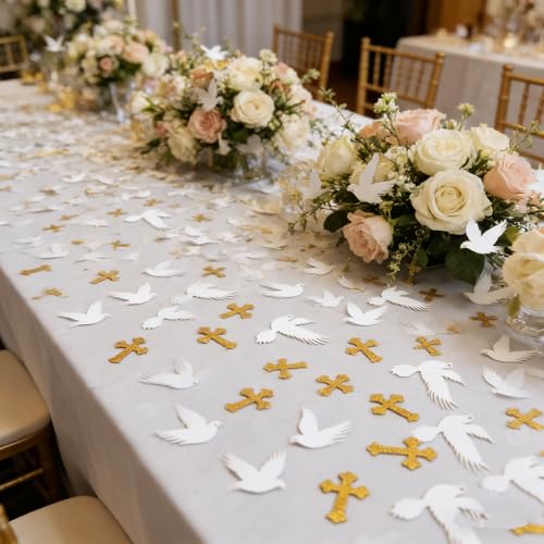 Glitter Mi Bautizo Sign Baptism Confetti,God Bless Theme Table Decor, Birthday,Spring Wedding Christening,Baby Shower,Baptism Paty Paper Scatter,Christmas,First Communion Table Decorations,100 Pieces