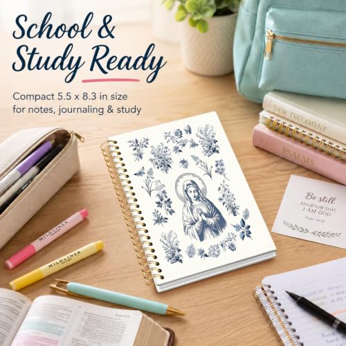Christian Virgin Mary Notebook, Virgin Mary Gifts for Women - color: Vintage Style Religious Mother Mary Print