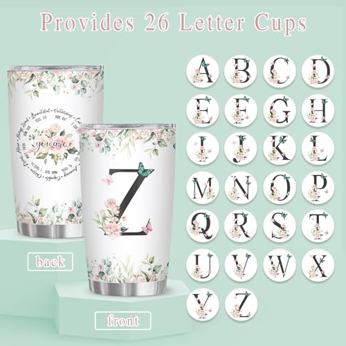 Personalized Initial Z Tumbler 20oz, Monogrammed Gift for Women Birthday Mothers Day Religious Gift, Personalized Christian Gift for Women Initial Coffee Mug - style: Initial Z cup