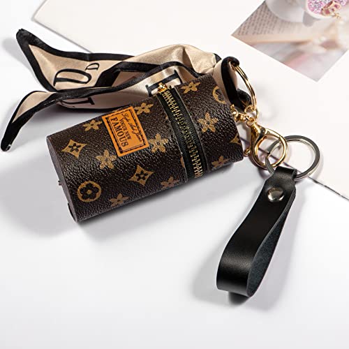 Genuine Leather Keychain for Car Home Key Ring Strap Holder Lanyard Women Men - color: Black