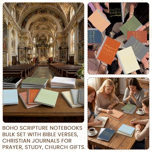 MotiMind 24 Pack Christian Spiral Notebooks A5 Floral Bible Verse Journals - color: Earthtone