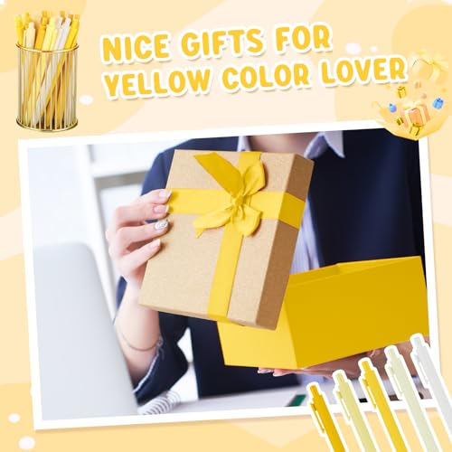 100 Pcs Ballpoint Gel Pens Bulk Retractable, Yellow Series - style: Yellow Series