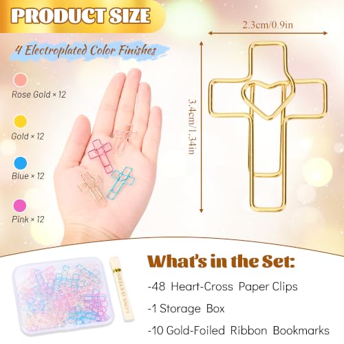 48 PCS Cross Paper Clips,Bible Study Supplies,Christian Gifts