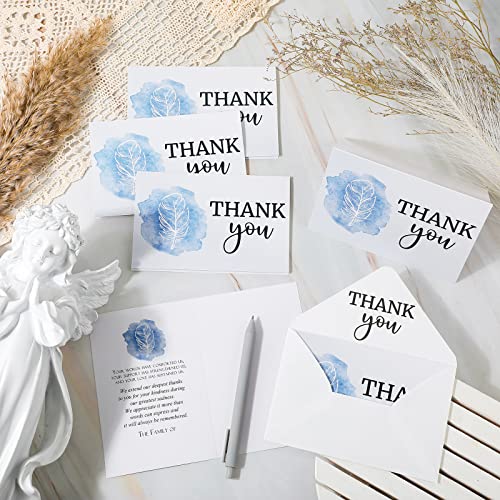 Fumete 50 Set Funeral Thank You Cards, Feather - style: Feather