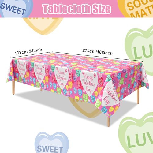 3 Pcs Valentines Day Tablecloth, Disposable Conversation Hearts Table Cover - color: Valentines(1)