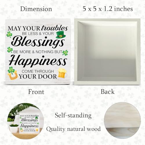 St. Patricks Day Decor Irish Blessings Decor, Rustic Holiday Wooden Sign - color: Blessings