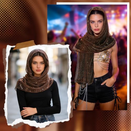 GERINLY Fashion Scarves for Women Lightweight Lace Printed Scarf Shawl Wrap - color: Darkbrown