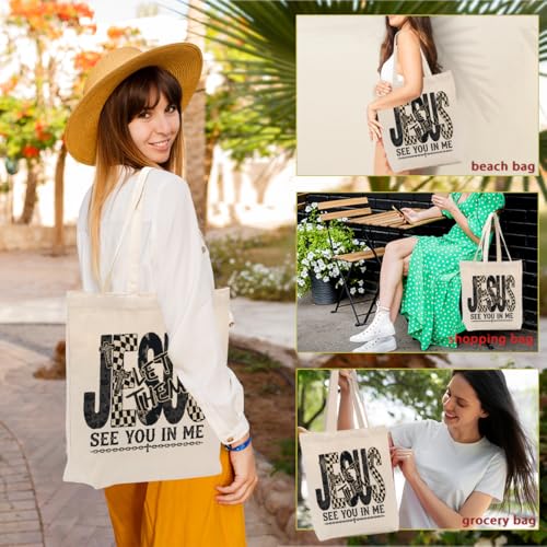 Faith Canvas Tote Bag, Christian Gifts for Women Girls Mom Sister Inspirational Bible Verse Birthday Christmas - color: Jesus 810