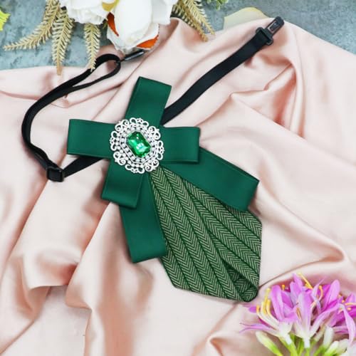 Womens Bow Tie Adjustable Rhinestone Bowtie for Women Ladies Girls Pre-tied Womens Tie for Shirt Suit Uniform - color: Green-strap-style 3