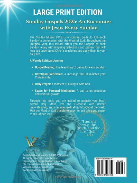 Catholic Sunday Missal 2025 – Large Print Edition | Sunday Gospels with Reflections, Prayers, Jubilee, and Liturgical Calendar