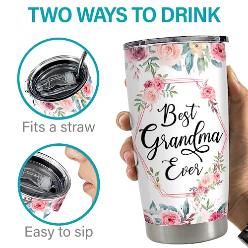 SANDJEST Grandma Tumbler 20oz Stainless Steel Insulated Tumblers Coffee Travel Mug, Grandma Gifts for Mothers Day, Birthday, Christmas - color: Grandma