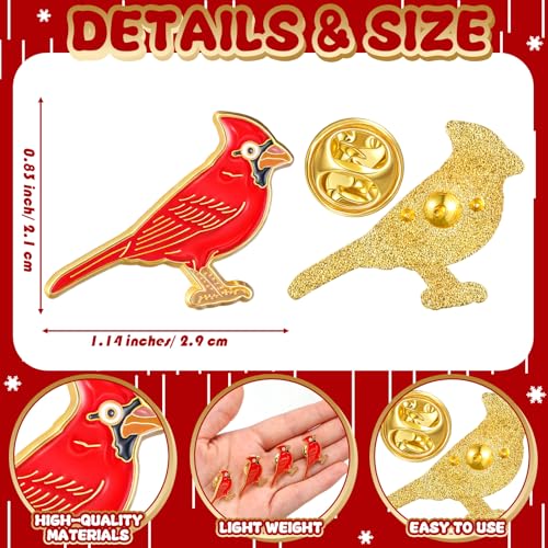 24/48 Pcs Cardinal Pin Memorial Brooch Pins Funeral Celebration of Life Sympathy Gifts Party Favor for Guest