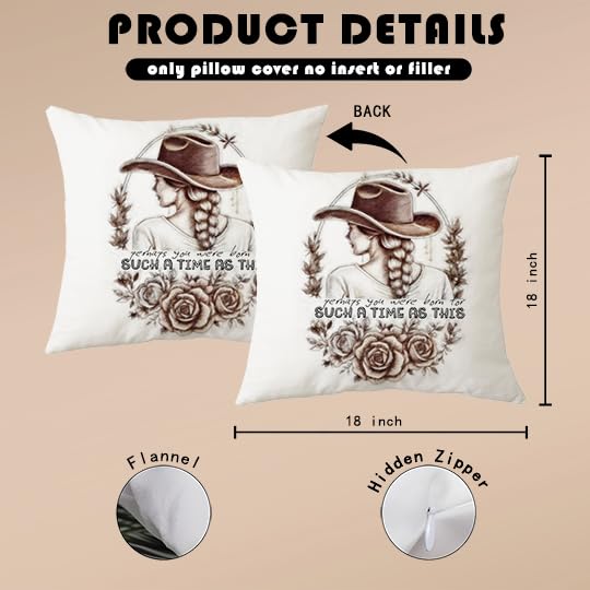 Western Cowgirl Christian Pillow Covers 18x18 - color: Brown Cowgirl