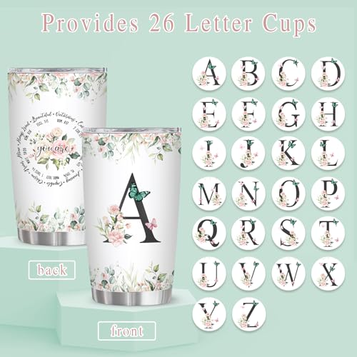 Personalized Initial A Tumbler 20oz, Monogrammed Gift for Women Birthday Mothers Day Religious Gift, Personalized Christian Gift for Women Initial Coffee Mug - style: Initial A cup