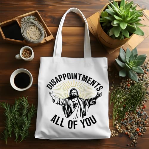 VICBOU Bible Verse Canvas Tote Bag Religious Christian Gifts for Women Men Faith Canvas Tote Reusable Grocery Bag - color: Disappointments