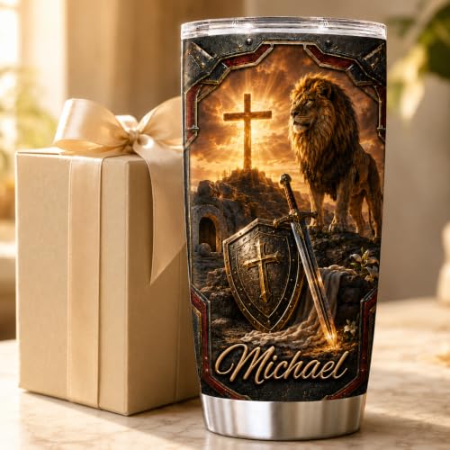 Personalized Christian Gifts For Men - Warrior Christ Man Of Faith A Child Of God Tumbler V4 - Bible Faith Religious For Dad, Husband, Grandpa on Fathers Day, Christmas, Birthday - color: CH-VAR-04