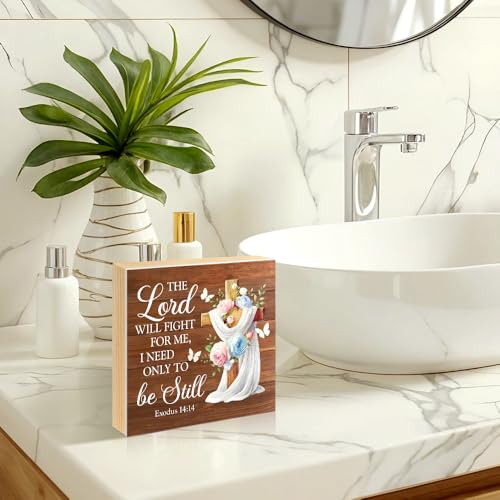The Lord Will Fight for You Need Only To Be Still Wood Box Sign - color: brown008