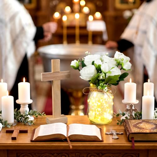 Wavwavw 37 Pcs Baptism Centerpieces for Table, Peony - style: Peony