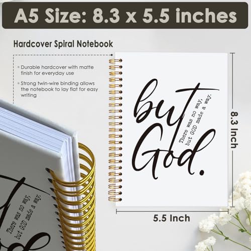 Wheatwin Bible Notebook for Women Men, Christian Journal, But God Inspirational Christian Church Notebook Hardcover Spiral Notebook 5.5x8.3 - color: But god