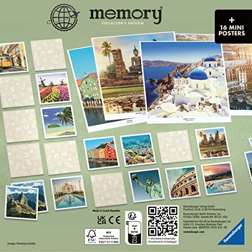 Ravensburger Travel Destinations Collector's Memory - Matching Picture Snap Pairs Game for Kids Age 3 Years and Up