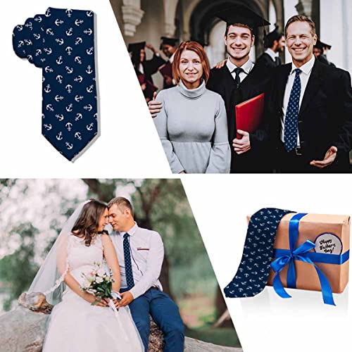 Love Red Heart Men's Tie Romantic Valentines Day Men's Necktie Ties for Mens Daily Wedding Party Business - color: White Anchor