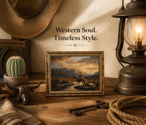 FTHMTN Vintage Western Wall Art,Gold Framed Cowboy Picture 9x11in - color: Cowboy, size: 11"L x 9"W