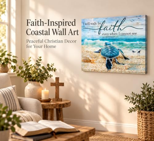 HSHFKLH Christian Bible Inspirational Canvas Wall Art 16x24in - color: Sea turtles-Canvas, size: 24"L x 16"W