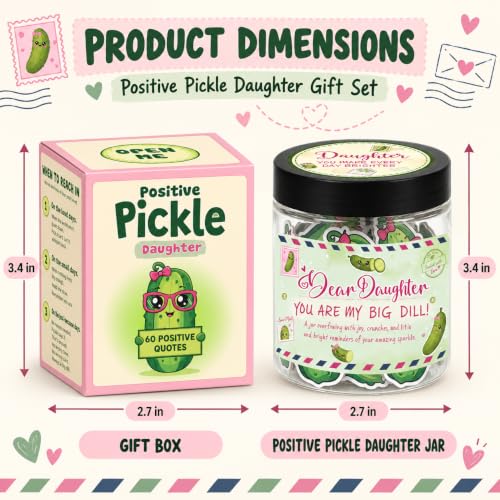 DEARMINE 60 Positive Pickle Cards Jar for Daughter with Affirmation Cards, Daughters Birthday Gift Ideas from Mom, Dad, Daughter Gifts, Unique Birthday Gifts for Daughter in Law - color: B. Daughter