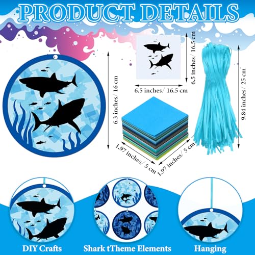 Motipuns 24 Sets Shark Craft Kits, DIY Ocean Hanging Ornaments Paper - style: Shark