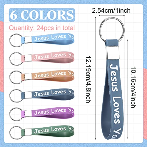 Yinkin 24 Pack Jesus Loves You Keychains, Christian Gifts for Church Vbs