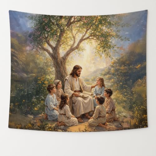 bitCNY Christian Jesus with Children Tapestry for Classroom 50x60 - color: Jesus with Children