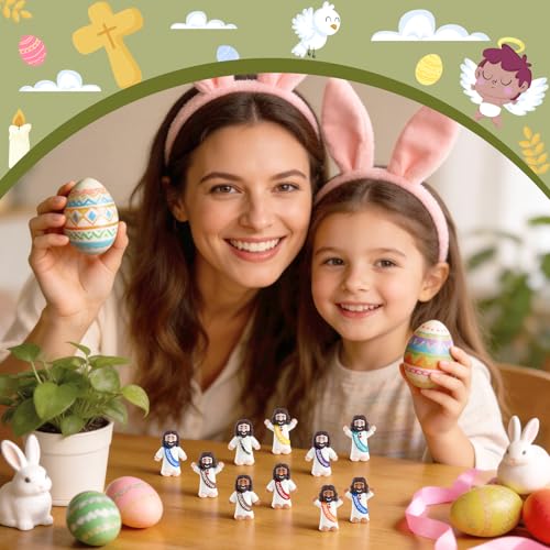 Little Mini Jesus Figures, Tiny Brown, Black, Baby Jesus Loves You Figures - size: 40pcs