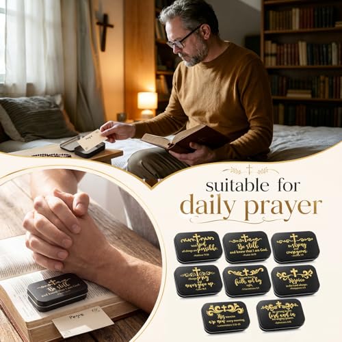 24 Prayer Boxes 120 Prayer Cards Black Gold Scripture Designs - style: Black