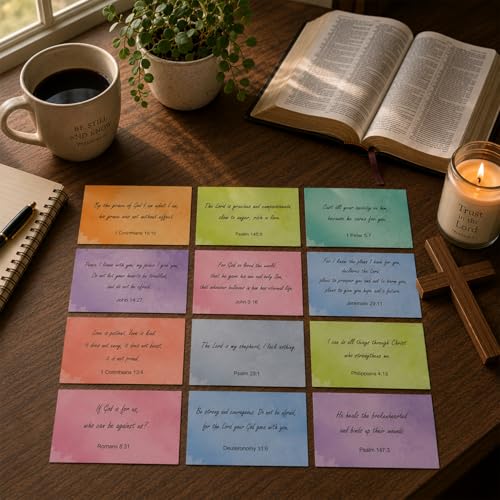 Bible Verse Cards 60 Unique Scripture Cards Christian Memory Cards for Kids Teens Students Bible Study Classroom Homeschool Learning Flashcards Inspirational Prayer Cards -A02